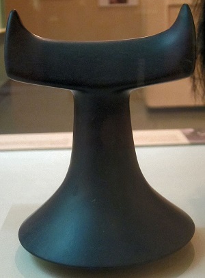 A polished basalt breadfruit pounder used by the Tahitian people of French Polynesia