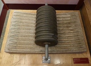 Granite roller and Granite base of a conche used by Hershey in the early 1900s. This is on display as part of the Hershey Story Collection