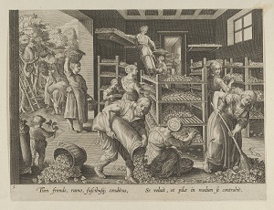 The Gathering of Mulberry Leaves and the Feeding of the Silkworms, Plate 5 from "The Introduction of the Silkworm" [Vermis Sericus].