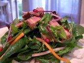 Leftover roast beef rib-eye salad with Pomegranate vinaigrette