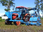 Commercial blueberry field in New-Brunswick, Canada, Kubota M6800 tractor.